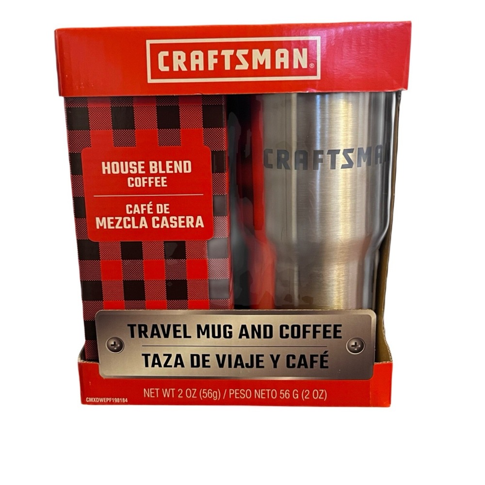 Craftsman Coffee Gift Set House Blend & Stainless Steel Travel Mug Insulated NEW